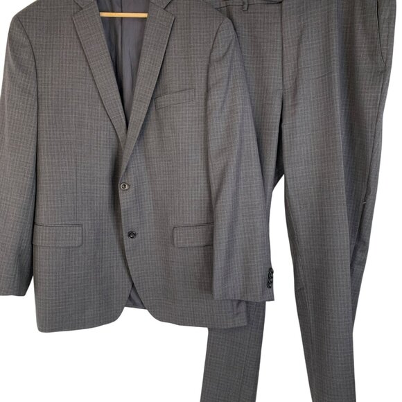 Michael Kors Mens Grey Two-Piece Suit plaid Wool Size 46L EUC - Picture 5 of 11